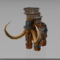 Giant Mammoth With Towering Stacked Buildings And Structures On Its Back 3d model