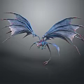 Fantasy Dragon 3D Model With Detailed Blue Wings And Red Edges