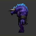 Purple Mythical Creature Character Design With Blue Mane Large Horns Muscular Build