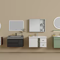Modern Bathroom Vanity Combos With Various Colors Mirrors And Storage Cabinets 3d model