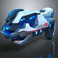 Futuristic Sci Fi Weapon Featuring Blue Glowing Components Metallic Structure And Red DB Logo 3d model
