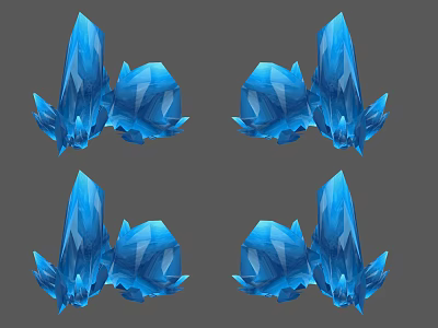 Blue Crystal Decorative Ornament Set With Unique Shapes For Home Decor 3d model