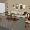 Nordic Sofa Coffee Table Combination 3d model
