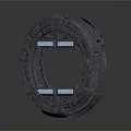 Futuristic Circular Mechanical Structure With Metal Frame And Protruding Modules