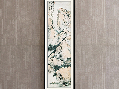 Chinese landscape painting black and white porch landscape model