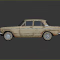 Rusty Vintage Classic Car With Old Exterior And Retro Design Details