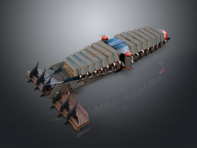 Advanced Cosmic Spacecraft Featuring Striped Modules Red Components and Mechanical Design for Deep Space Exploration 3d model