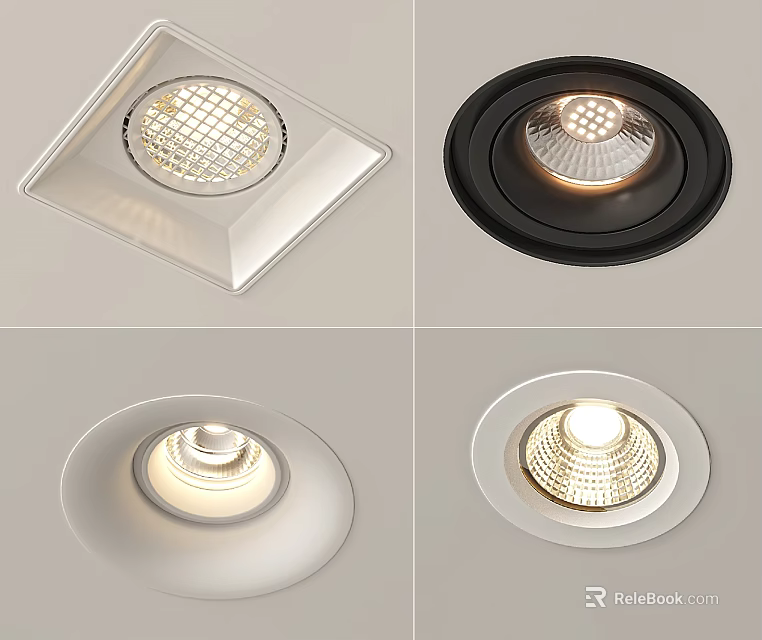 Modern Downlights and Spotlights in Various Styles Shapes and Colors 3d model 