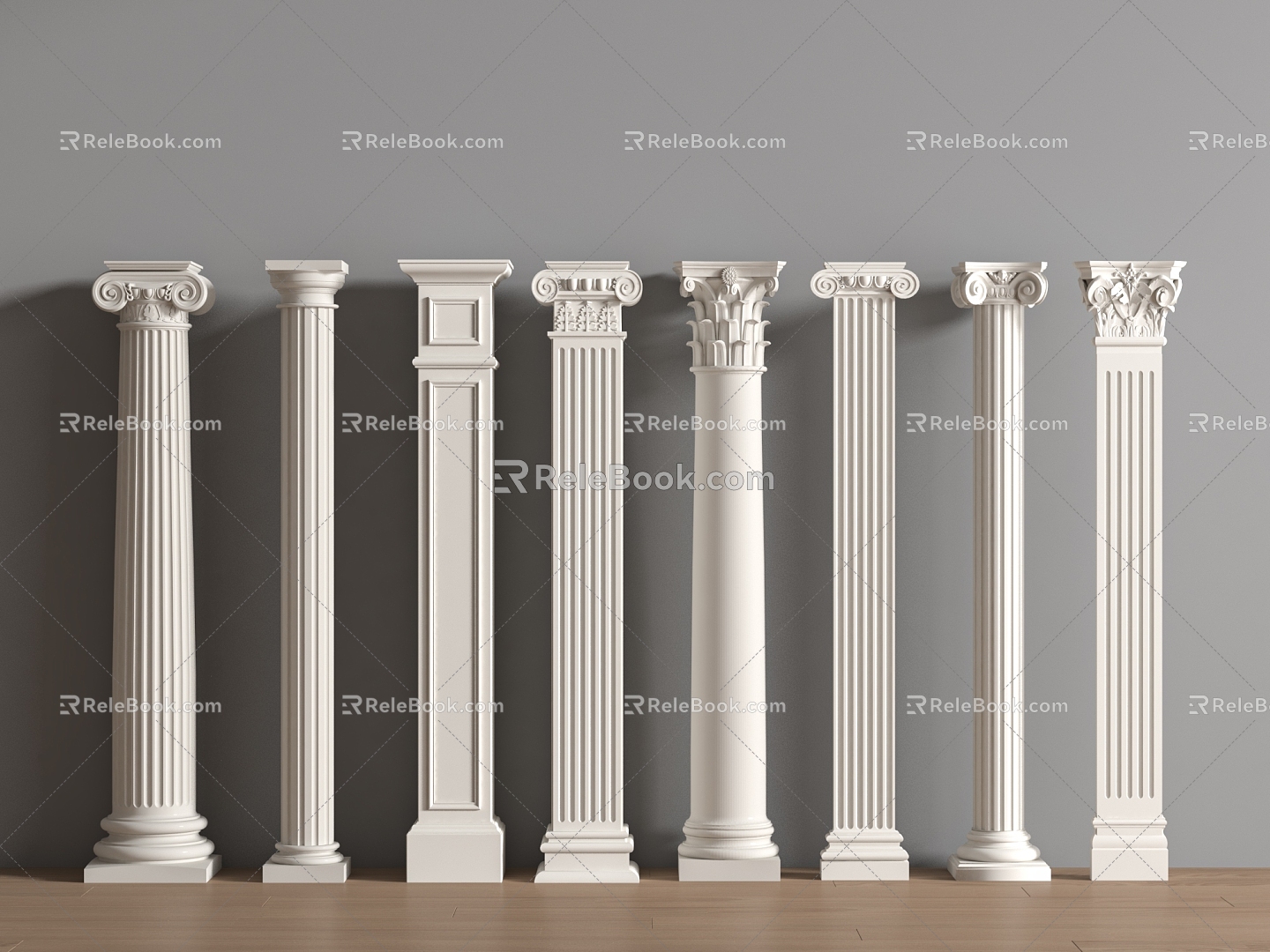 European Column Roman Column Gypsum Column Gypsum Line Cylindrical Square Column 3d model