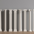 European Column Roman Column Gypsum Column Gypsum Line Cylindrical Square Column 3d model