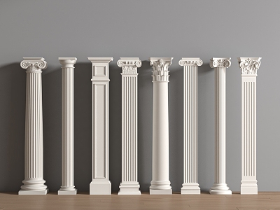 European Column Roman Column Gypsum Column Gypsum Line Cylindrical Square Column 3d model