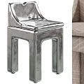 Modern Silver Metallic Single Chair With Sleek Surface And Unique Leg Design 3d model
