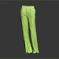 Vibrant Green Wide Leg Pants With High Waist And Stitch Details