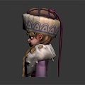 Cartoon Style Game Character With Golden Braids And Decorative Hat