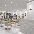 Elegant Beauty Hair Salon Interior With Green Plant Wall Wooden Cabinets And Comfortable Sofa