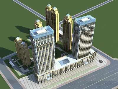 Modern High Rise Residential Buildings With Contemporary Exterior And Green Surroundings 3d model