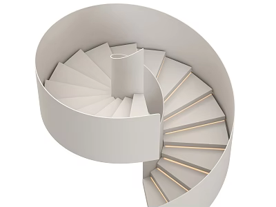 Modern White Spiral Staircase With Smooth Curves And Minimalist Design 3d model