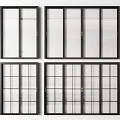 Modern Sliding Doors With Black Frames Glass Panels And Grid Patterns 3d model