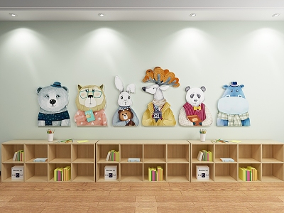 Decorative Pendant Panda Animal Bookcase Teaching Aids Rack Decorative Painting model