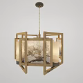 Elegant Modern Chinese Chandelier With Wooden Frame And Translucent Patterned Shade