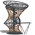 Modern Spiral Tower Structure With Metal Frame And Wooden Support Elements 3d model