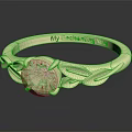 Gold Ring With Round Gemstone And Leaf Decorations Engraved My Enchanting Nina