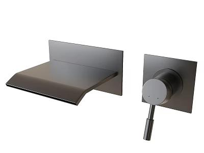 Modern Wall Mounted Faucet Design With Square Plate And Single Handle 3d model