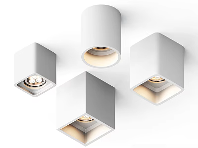 Modern Downlights and Spotlights with White Housing and Warm Light for Indoor Lighting 3d model