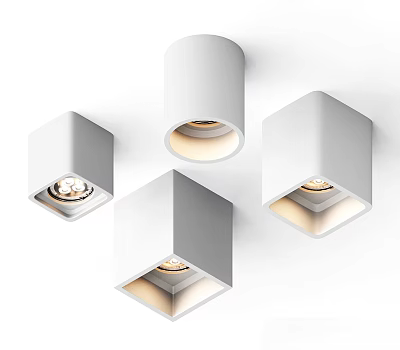 Modern Downlights and Spotlights with White Housing and Warm Light for Indoor Lighting 3d model