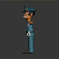 Cartoon Police Character In Blue Uniform With Cap Serious Expression And Outstretched Arms