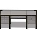 Modern Wooden Desk With Spacious Top And Multiple Drawers Design