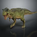 Green Striped Tyrannosaurus Rex With Open Mouth Sharp Teeth Standing On Black Background With Reflection