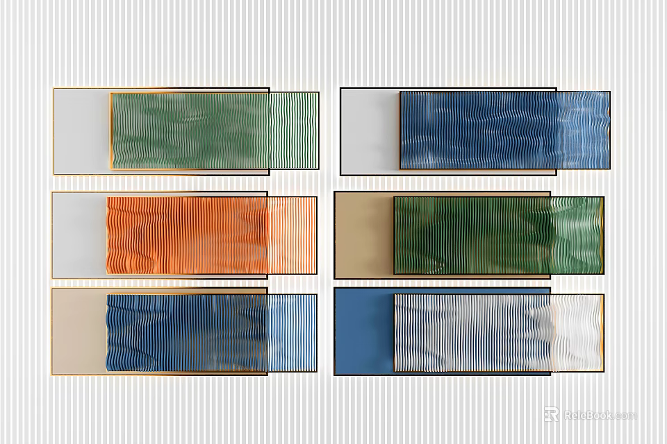Modern Colorful Striped Wall Decor With Multicolored Panels And Textured Design 3d model 
