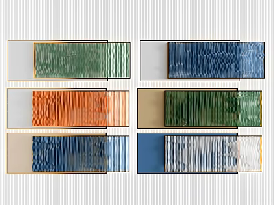 Modern Colorful Striped Wall Decor With Multicolored Panels And Textured Design 3d model