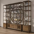 Chinese Wooden Antique Display Shelf With Circular Design Multiple Tiers And Drawers For Ornaments