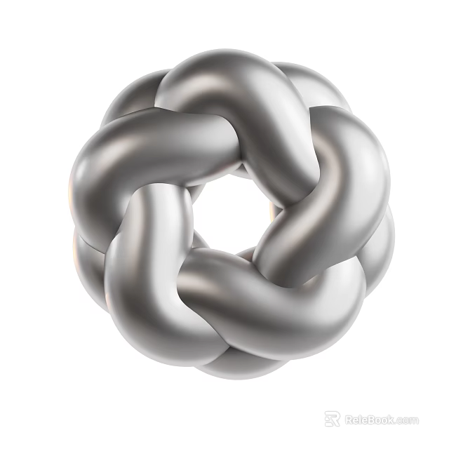 Silver Intertwined Knot Decorative Ornament Set for Modern Minimalist Home Decor Accent 3d model 