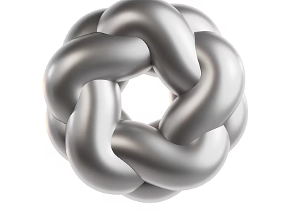 Silver Intertwined Knot Decorative Ornament Set for Modern Minimalist Home Decor Accent 3d model