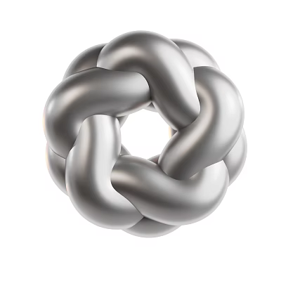 Silver Intertwined Knot Decorative Ornament Set for Modern Minimalist Home Decor Accent 3d model