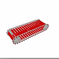 Red Industrial Conveyor Chain Equipment With Metal Links And Silver Components