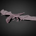Fierce Spiked Dragon 3D Model With Red Eyes Open Mouth Gray Skin And Black Background