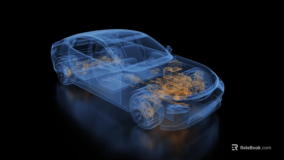 Transparent Car Cutaway View Showing Internal Mechanical Structure And Technical Details 3d model