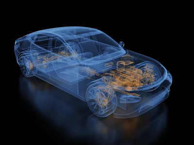 Transparent Car Cutaway View Showing Internal Mechanical Structure And Technical Details 3d model