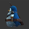 Fantasy Blue Armored Penguin Warrior Character With Sword And Leather Belt