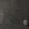Dark Textured Floor Tiles In Modern Interior Space With Sphere 3d model