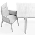 Modern Rectangular Wooden Dining Table Set With White Chairs For Dining Room 3d model