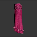 Elegant Pink Pleated Skirt With Decorative Bow And Lace Trim Details