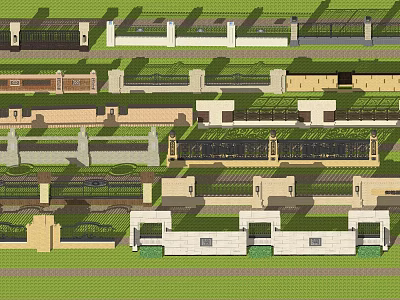 Various Building Facade Designs Featuring Different Materials Greenery And Structural Elements 3d model