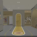 Bright Kids Activity Indoor Space With Wall Cartoon Characters Jumping Grid Bookshelves And Arch Doors