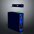 Blue Industrial Electronic Device With Multiple Interface Ports And Mounting Bracket