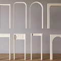 White Door Arches In Various Styles With Different Shapes On Gray Walls And Wooden Floors